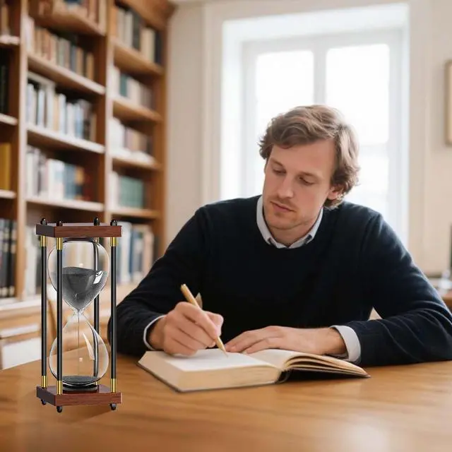 Alt view image 7 of 7 - Sand Timer 15 Minute, 15 Min Hourglass Sand Clock, 15 Minutes Wooden Retor Hour Glass, Sandglass, Reloj de Arena, Creative, Decoration, Office