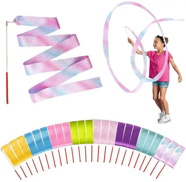 Main image of 24pcs Dance Ribbon Wand Party Favors for Kids Princess Party Streamers Decorations Girls Princess Birthday Party Favors Carnival Gymnastics Goodie Bag Stuffers