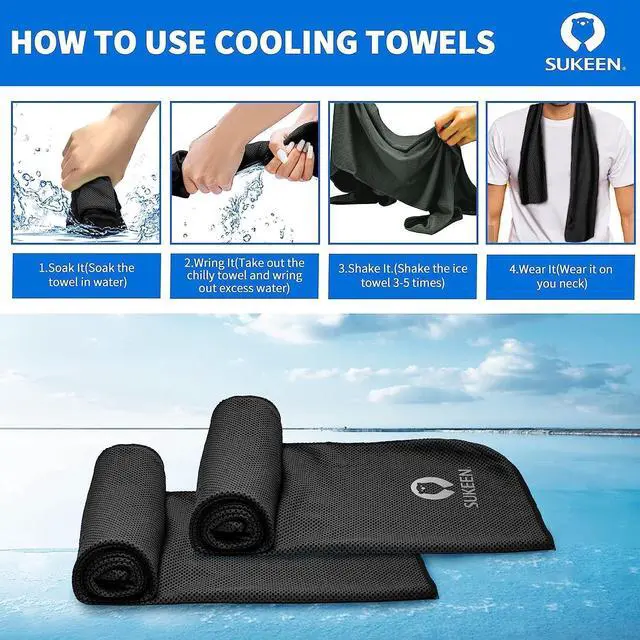 Alt view image 3 of 7 - 4Pack Cooling Towel (40"x12") for Neck and Face, Soft & Breathable Chilly Sports Towel, Quick-Drying Sweat Absorbing Cooling Neck Wraps Cooling for Yoga, Sport, Running, Workout