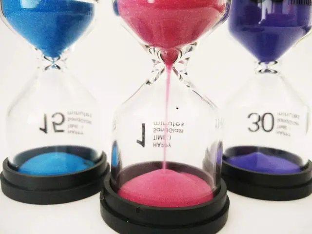 Alt view image 4 of 5 - Sand Timer 6 Colors Hourglass 1/3/5/10/15/30 Minutes Sandglass Timer Sand Clock for Kids Games Classroom Kitchen Home Office Decoration (Pack of 6)