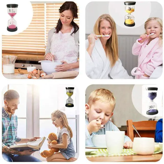 Alt view image 5 of 5 - Sand Timer 6 Colors Hourglass 1/3/5/10/15/30 Minutes Sandglass Timer Sand Clock for Kids Games Classroom Kitchen Home Office Decoration (Pack of 6)