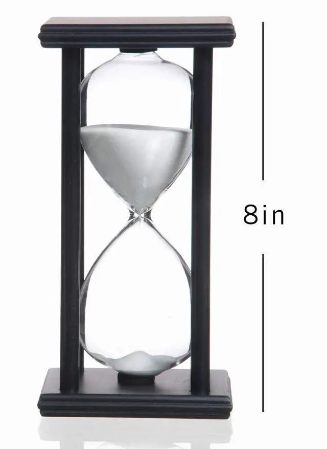 Alt view image 2 of 4 - Hourglass 60 Minutes White Sand Timer, Black Wooden Frame Sandglass