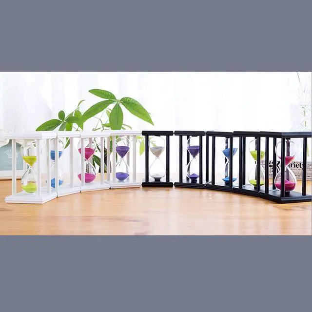 Alt view image 4 of 4 - Hourglass 60 Minutes White Sand Timer, Black Wooden Frame Sandglass
