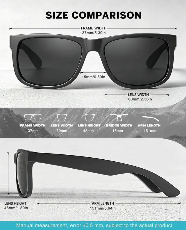 Alt view image 4 of 7 - Sunglasses-Men Polarized-Sunglasses for Men: Classic Sun Glasses for Driving Fishing Golf with UV400 Protection