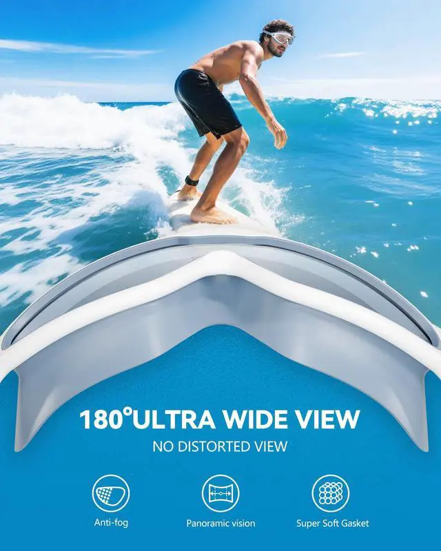 Alt view image 5 of 7 - New Adult Wide View Swim Goggles, Anti-Fog/UV No Leak Swimming Goggles with Ear Plugs for Men & Women