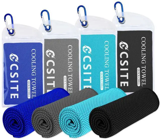 Main image of 4 Pack Cooling Towels (47"x12") for Neck and Face, Ice Towel for Hot Weather, Soft Breathable Chilly Gym Towels, Microfiber Towel for Work Out, Yoga, Running, Camping & More Activities