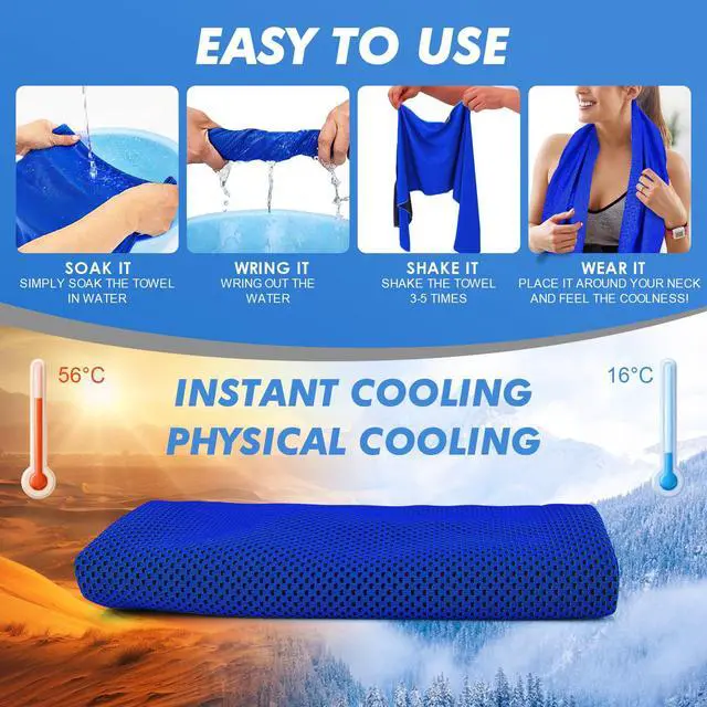Alt view image 2 of 7 - 4 Pack Cooling Towels (47"x12") for Neck and Face, Ice Towel for Hot Weather, Soft Breathable Chilly Gym Towels, Microfiber Towel for Work Out, Yoga, Running, Camping & More Activities