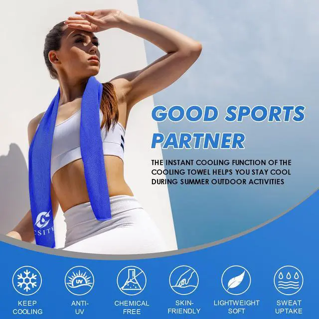 Alt view image 6 of 7 - 4 Pack Cooling Towels (47"x12") for Neck and Face, Ice Towel for Hot Weather, Soft Breathable Chilly Gym Towels, Microfiber Towel for Work Out, Yoga, Running, Camping & More Activities