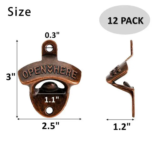 Alt view image 2 of 7 - 12-Piece Wall Mounted Vintage Metal Bottle Opener for Bar, KTV, Home and Outdoor