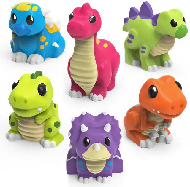 Main image of Dinosaur Mold Free Bath Toys, 6 Pack | Sealed, No Hole Bath Toys Design Keeps Moisture Out | Soft, Squeezable & Float on Water | Easy-Grip Baby & Toddler Bath Toy Set | Great Baby Pool Toys
