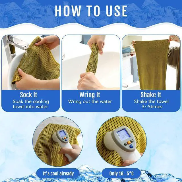Alt view image 3 of 6 - 6 Pack Cooling Towels 40" x 12" Sport Towels, Cooling Rag for Neck and Face Ice Breathable Chilly Portable Neck Wraps for Yoga(Yellow)