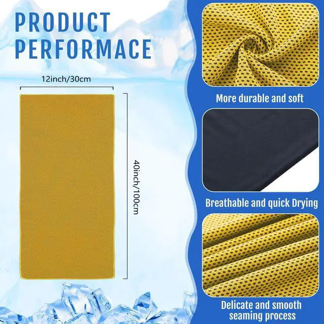 Alt view image 2 of 6 - 6 Pack Cooling Towels 40" x 12" Sport Towels, Cooling Rag for Neck and Face Ice Breathable Chilly Portable Neck Wraps for Yoga(Yellow)