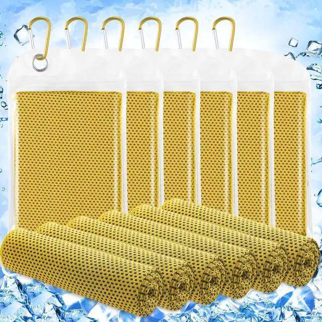 Main image of 6 Pack Cooling Towels 40" x 12" Sport Towels, Cooling Rag for Neck and Face Ice Breathable Chilly Portable Neck Wraps for Yoga(Yellow)