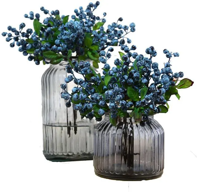 Main image of Fake Artificial Flowers California Berries Branches Picks Blueberry Fruit for Christmas Home Hotel Decorations (Blue 10 Pack)
