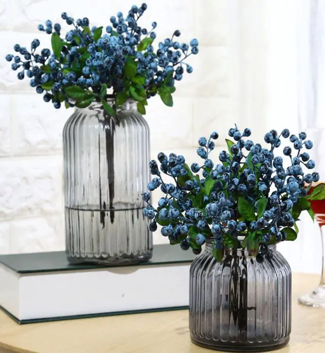 Alt view image 3 of 4 - Fake Artificial Flowers California Berries Branches Picks Blueberry Fruit for Christmas Home Hotel Decorations (Blue 10 Pack)
