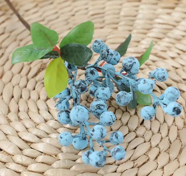 Alt view image 4 of 4 - Fake Artificial Flowers California Berries Branches Picks Blueberry Fruit for Christmas Home Hotel Decorations (Blue 10 Pack)