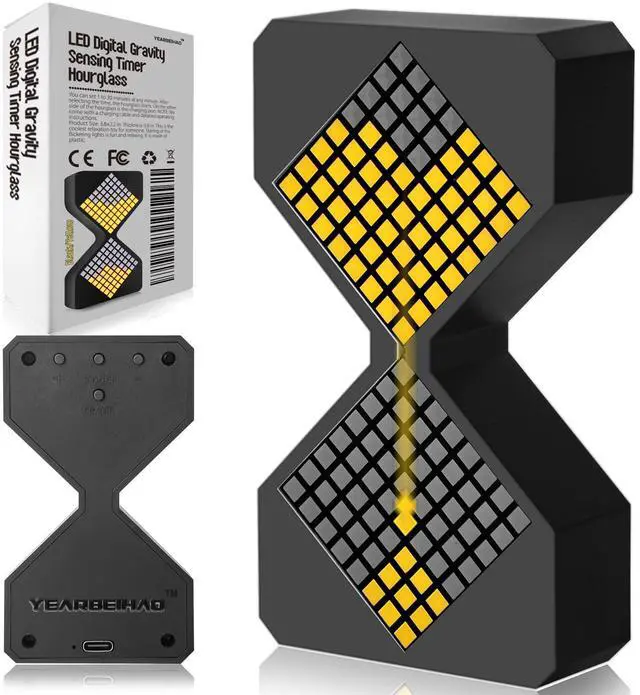 Main image of Digital Hourglass Timer for Kids, YEARBEIHAO 1-30 Minutes Sand Time Can Set Any Minute, A Sensory Toy for Relaxation, DIY Electronic Timer for Kitchen, Room Home Decor (Black)