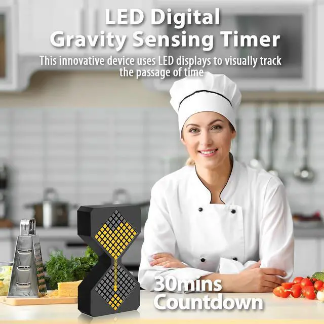 Alt view image 5 of 7 - Digital Hourglass Timer for Kids, YEARBEIHAO 1-30 Minutes Sand Time Can Set Any Minute, A Sensory Toy for Relaxation, DIY Electronic Timer for Kitchen, Room Home Decor (Black)