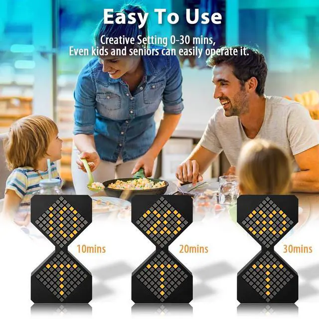 Alt view image 2 of 7 - Digital Hourglass Timer for Kids, YEARBEIHAO 1-30 Minutes Sand Time Can Set Any Minute, A Sensory Toy for Relaxation, DIY Electronic Timer for Kitchen, Room Home Decor (Black)