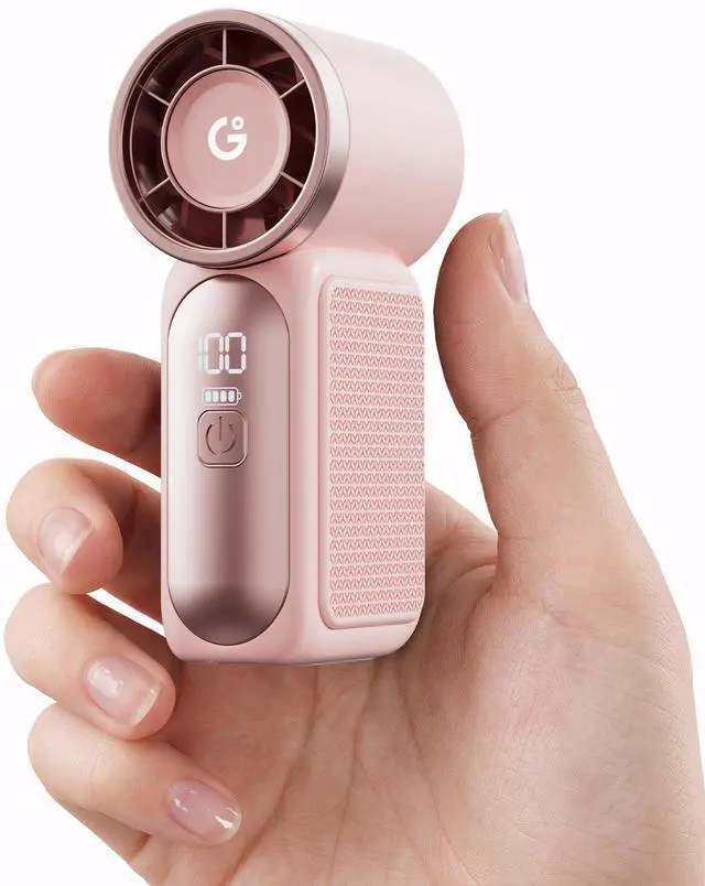 Main image of Portable Handheld Mini Fan, 6 Speeds 16900 RPM High Velocity Personal Fan with LED Display, USB Rechargeable, Mini Fan with Lanyard for Makeup, Travel, Outdoor Fan for Women Girl Gift, Pink