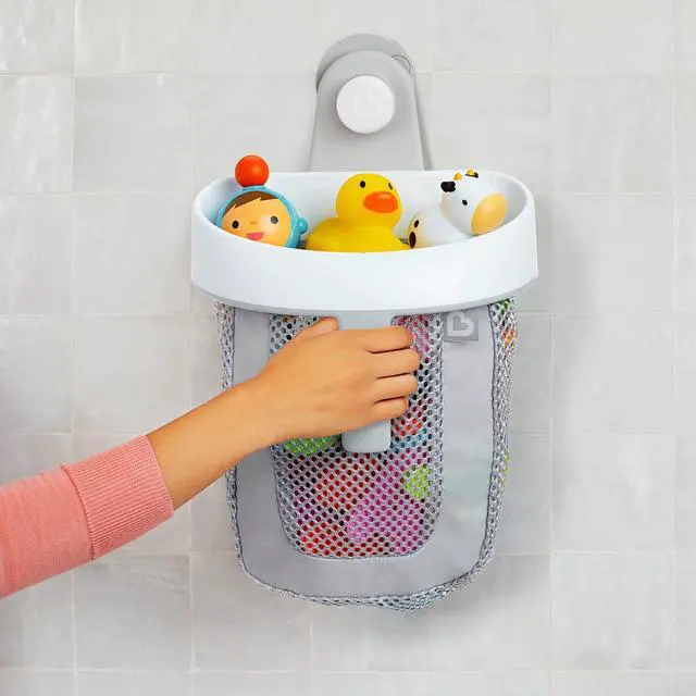 Alt view image 3 of 7 - Super Scoop Hanging Bath Toy Storage with Quick Drying Mesh, Grey