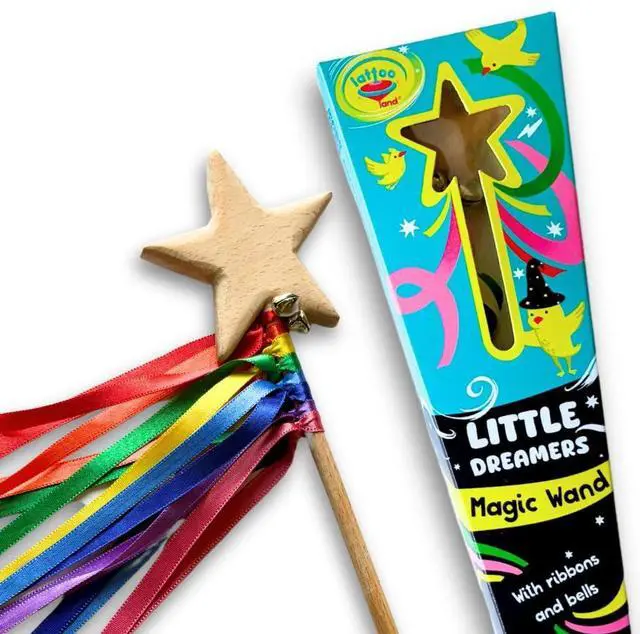 Main image of Wooden Wand for Kids with Ribbons and Bells | Wizard Fairy Princess Wand Toy | Handcrafted Magic Wand for Pretend Play & Costumes | Sensory Educational Montessori| Eco-Friendly Gift