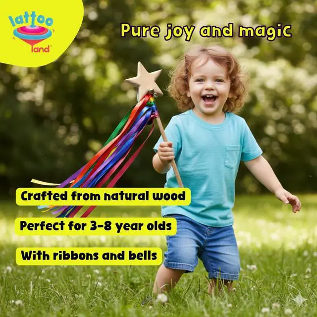 Alt view image 2 of 4 - Wooden Wand for Kids with Ribbons and Bells | Wizard Fairy Princess Wand Toy | Handcrafted Magic Wand for Pretend Play & Costumes | Sensory Educational Montessori| Eco-Friendly Gift