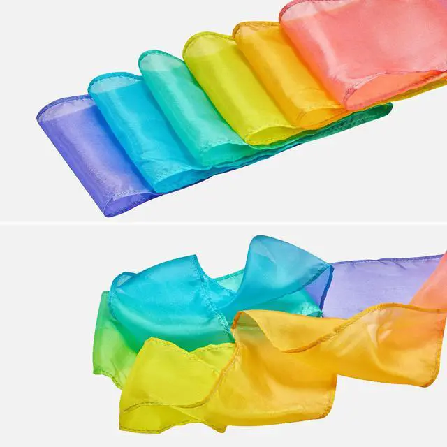 Alt view image 3 of 7 - 100% Silk Dance Ribbon Twirlers Rainbow Play Silks Kids Little Girls Christmas Stocking Stuffer Gift Gymnastics Streamer Wand Birthday Gift Princess Unicorn Pastel Outdoor Toy