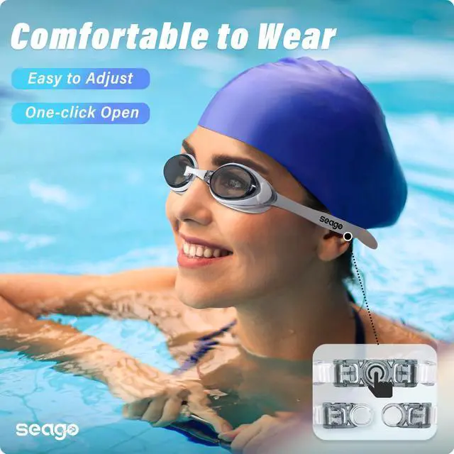 Alt view image 2 of 6 - Swimming Goggles 2 Pack Anti Fog Goggles Swimming UV Protection Fit for Adult Men Women Youth Junior, No Leaking Soft Silicone Seal Flat Lens Clear Vision, 3 Sizes of Nose Bridge