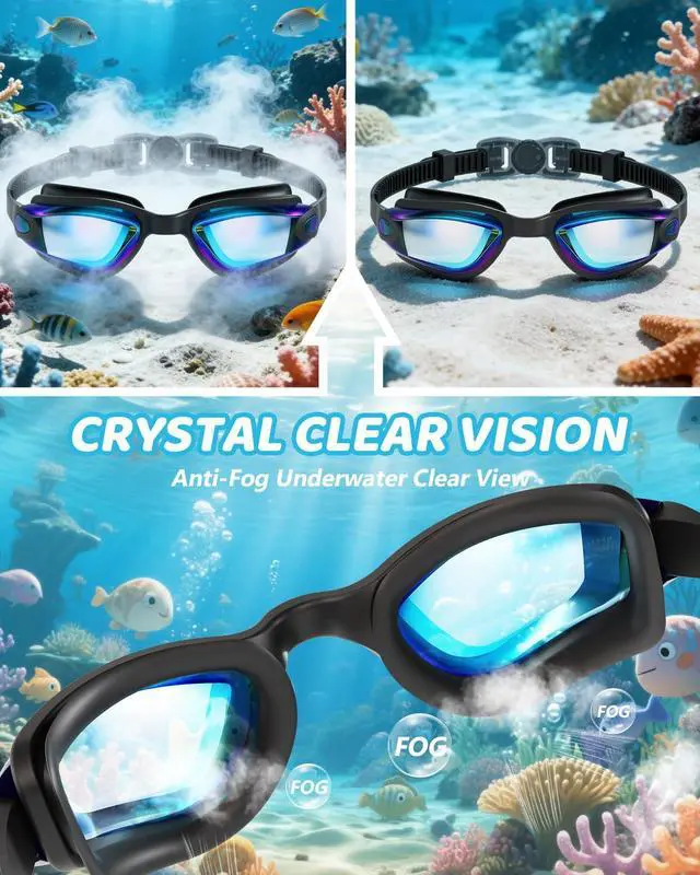Alt view image 3 of 7 - Kids Swim Goggles, Pack of 2 Swimming Goggles for Children Boys & Girls Age 3-14
