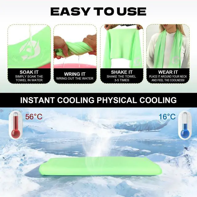 Alt view image 2 of 7 - 4 Pack Cooling Towels (47"x12") for Neck and Face, Ice Towel for Hot Weather, Soft Breathable Chilly Gym Towels, Microfiber Towel for Work Out, Yoga, Running, Camping & More Activities
