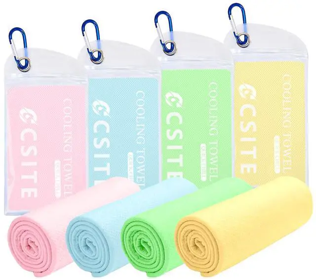 Main image of 4 Pack Cooling Towels (47"x12") for Neck and Face, Ice Towel for Hot Weather, Soft Breathable Chilly Gym Towels, Microfiber Towel for Work Out, Yoga, Running, Camping & More Activities