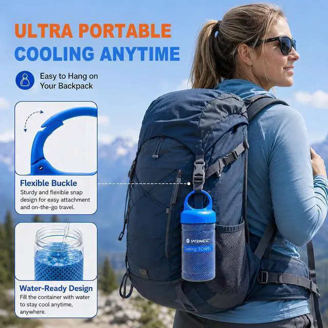Alt view image 6 of 7 - 2 Pack Cooling Towels (47"x12"), Ice Cool Neck Towel, Soft Breathable Microfiber for Yoga, Golf, Gym, Running, Camping & Hot Weather