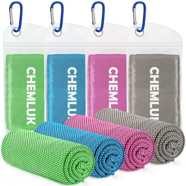 Main image of Cooling Towels for Neck and Face: Instant Cool Towel for Hot Weather UPF 50 Quick Dry Microfiber Sweat Towel for Gym Sports Workout Travel - 40"x12", 4 Packs Multicoloured