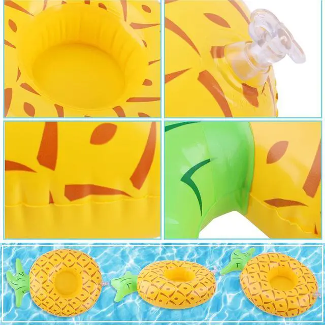 Alt view image 4 of 6 - Inflatable Drink Floats, Blovec 8 Pack Inflatable Drink Holders Cup Coasters Swimming Drink Holder with Air Pump for Summer Pool Party