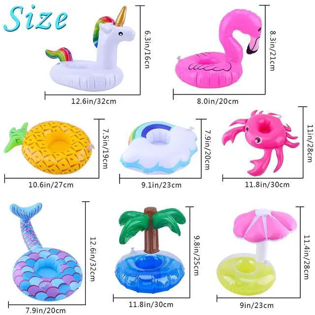 Alt view image 5 of 6 - Inflatable Drink Floats, Blovec 8 Pack Inflatable Drink Holders Cup Coasters Swimming Drink Holder with Air Pump for Summer Pool Party