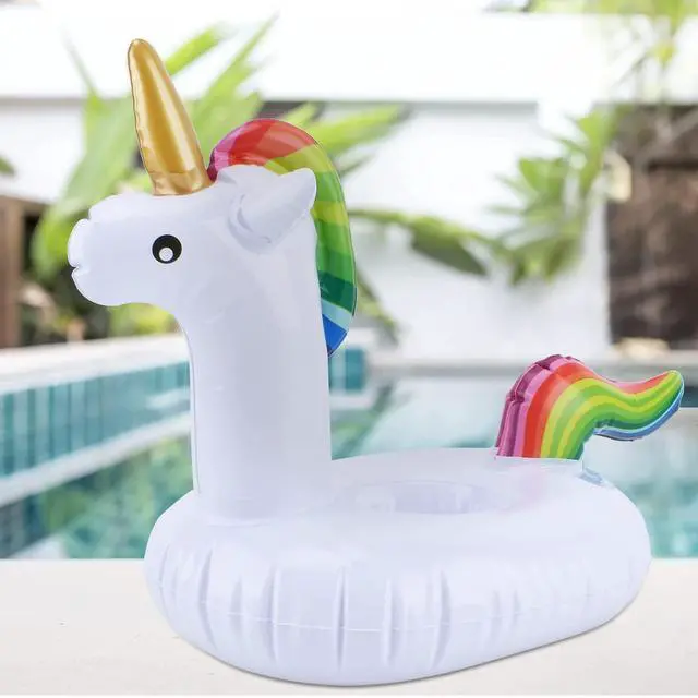 Alt view image 6 of 6 - Inflatable Drink Floats, Blovec 8 Pack Inflatable Drink Holders Cup Coasters Swimming Drink Holder with Air Pump for Summer Pool Party