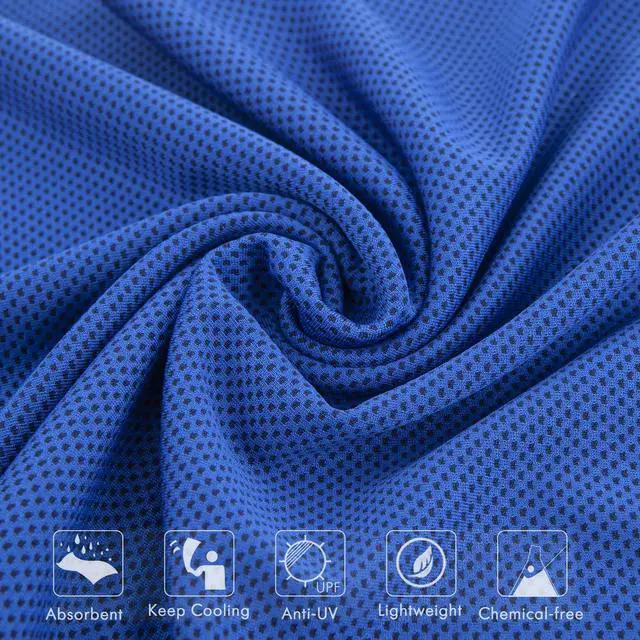 Alt view image 3 of 6 - Cooling Towels (4 Pack) 40"x12" - Ice Towel for Neck & Face, Soft Microfiber Chilly Towel, Instant Cooling Relief for Sports, Gym, Yoga, Running, Golf, Camping & Outdoor Activities