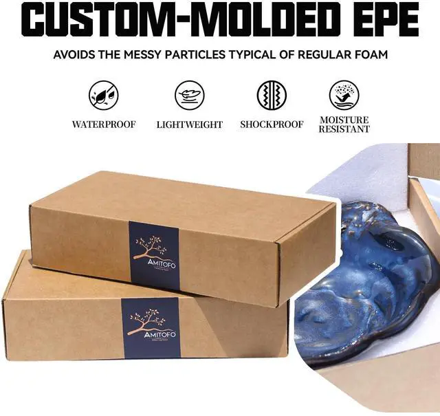 Alt view image 7 of 7 - Ceramic Divided Decorative Bowl (1-Pc) - Peanut 2-Compartment Dish for Key Catchall Jewelry Organizer, Soap Sponge Holder for Bathroom, Fruit Snack Berry Serving TrayBlue Glaze