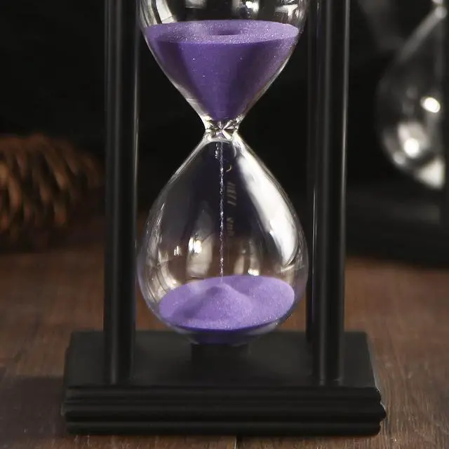 Alt view image 5 of 7 - Hourglass Sand Timer,Black Wooden 30/45/60 Minute Sandglass Timer for Home,Desktop,Classroom Kitchen Restaurant Office Living Room Decor (30 Min, White Sand)