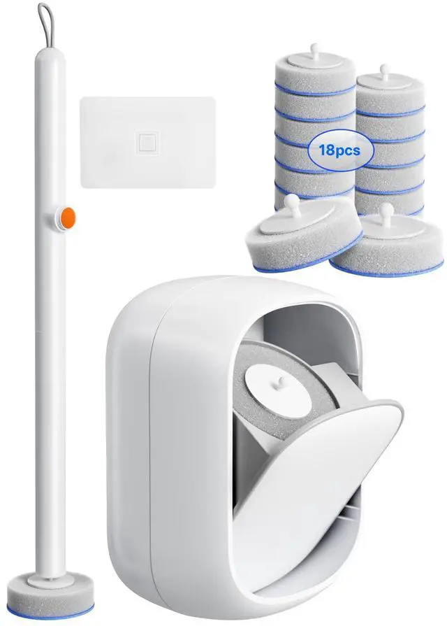 Main image of Disposable Toilet Cleaning System - Toilet Wand Kit with 18 High-Performance Refills, Wall Mounted Brush and Holder for Deep Cleaning Bathroom (Brush + 18 Refills)
