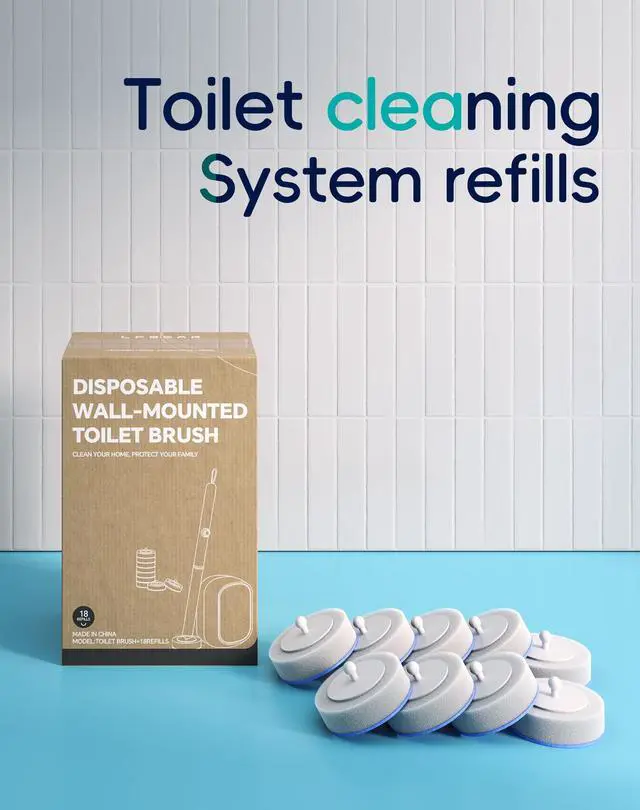 Alt view image 5 of 7 - Disposable Toilet Cleaning System - Toilet Wand Kit with 18 High-Performance Refills, Wall Mounted Brush and Holder for Deep Cleaning Bathroom (Brush + 18 Refills)