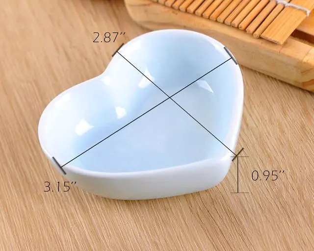 Alt view image 2 of 7 - Blue Love Heart Shaped Ceramic Side Dish Bowl, Contemporary Porcelain Side Dishes Bowl, Seasoning Dishes Soy Dipping Sauce Dishes for Wedding Birthday Party- Set of 6