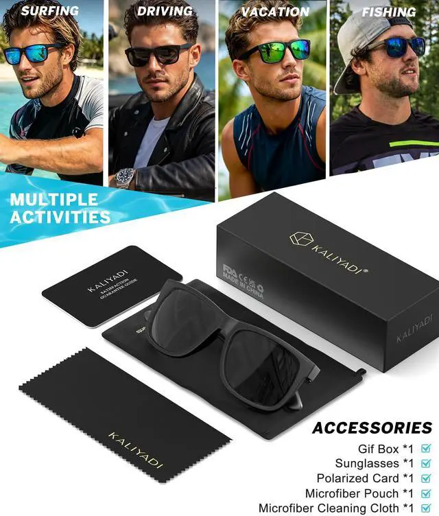 Alt view image 7 of 7 - Sunglasses-Men Polarized-Sunglasses for Men: Classic Sun Glasses for Driving Fishing Golf with UV400 Protection