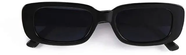 Main image of Rectangle Sunglasses for Women Men Fashion Trendy Chunky Frame 90s Rectangle Sunglasses Black