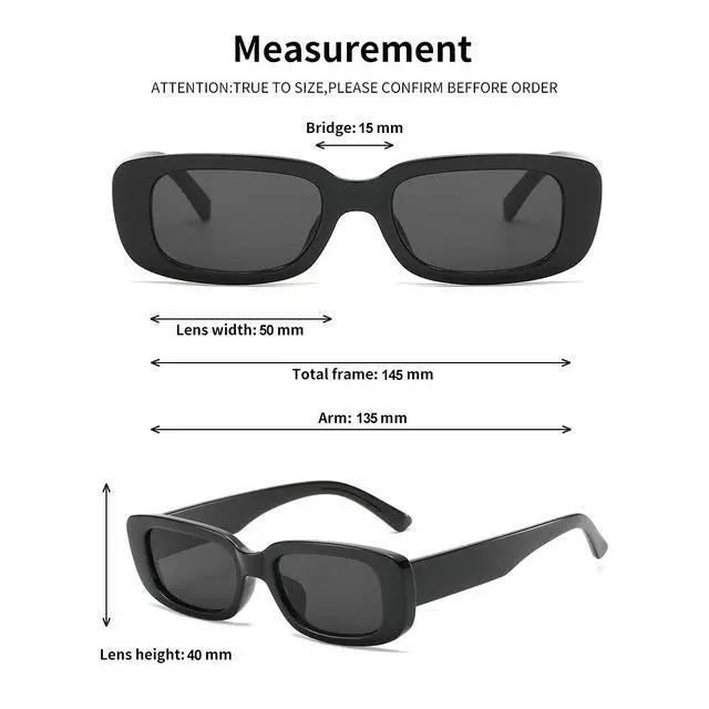 Alt view image 6 of 7 - Rectangle Sunglasses for Women Men Fashion Trendy Chunky Frame 90s Rectangle Sunglasses Black