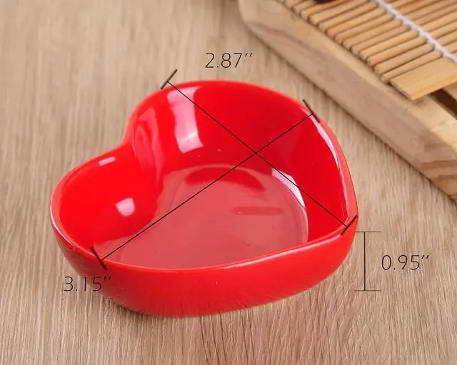 Alt view image 2 of 7 - Red Love Heart Shaped Ceramic Side Dish Bowl, Contemporary Porcelain Side Dishes Bowl, Seasoning Dishes Soy Dipping Sauce Dishes for Wedding Birthday Party- Set of 6