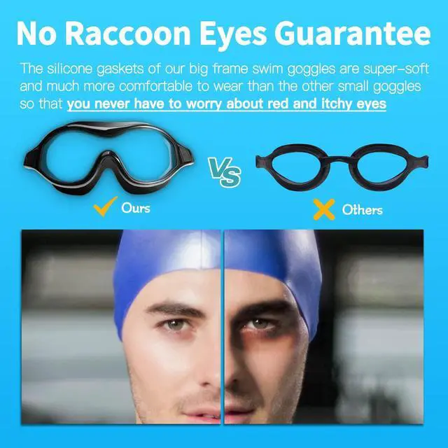 Alt view image 2 of 7 - Swim Goggles No Leaking Anti-Fog Swimming Goggles for Adult Men Women Youth Junior with Soft Silicone Gasket, UV Protection Waterproof 180° Clear Vision, Triathlon Pool Goggles Swim Glasses