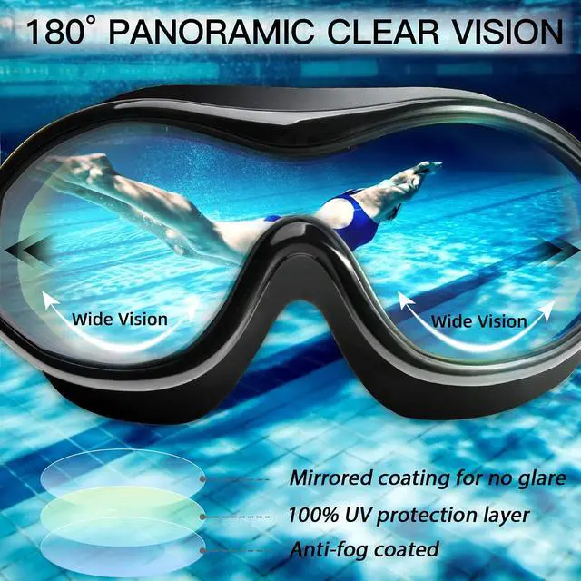 Alt view image 5 of 7 - Swim Goggles No Leaking Anti-Fog Swimming Goggles for Adult Men Women Youth Junior with Soft Silicone Gasket, UV Protection Waterproof 180° Clear Vision, Triathlon Pool Goggles Swim Glasses