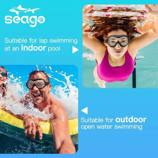 Alt view image 4 of 7 - Swim Goggles No Leaking Anti-Fog Swimming Goggles for Adult Men Women Youth Junior with Soft Silicone Gasket, UV Protection Waterproof 180° Clear Vision, Triathlon Pool Goggles Swim Glasses